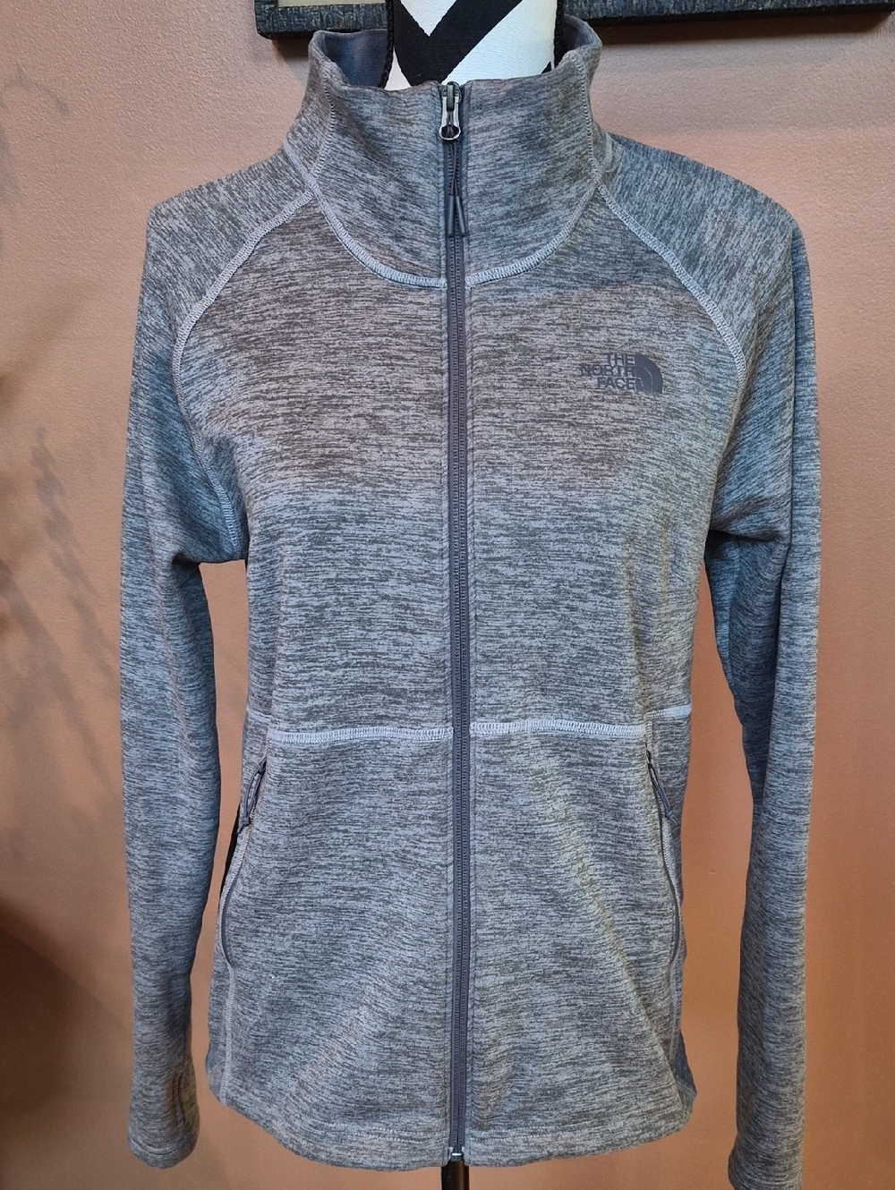 The North Face Heather Gray Zip-Up Performance Jacket